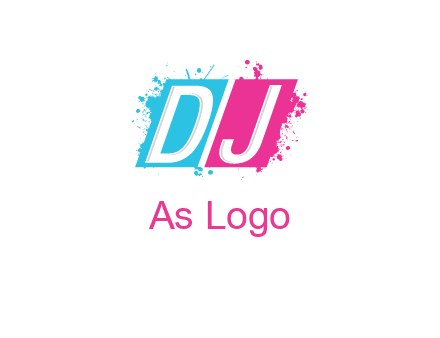 letters dj are in splash Rectangle logo