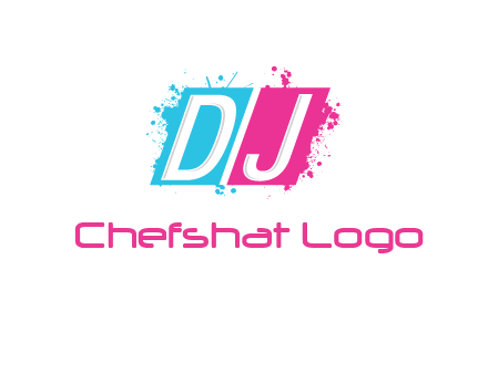 letters dj are in splash Rectangle logo