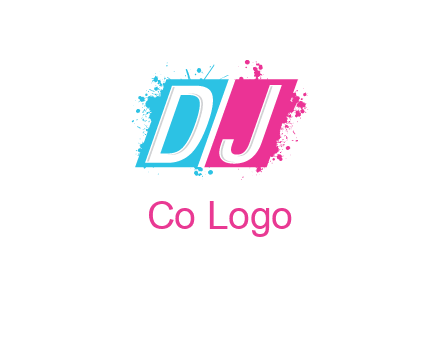 letters dj are in splash Rectangle logo