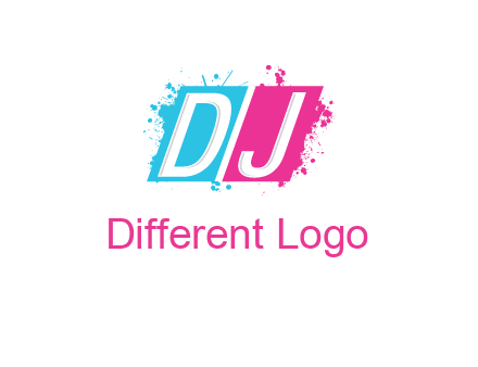letters dj are in splash Rectangle logo