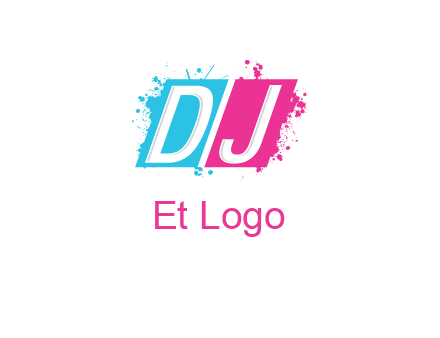 letters dj are in splash Rectangle logo