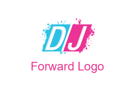 letters dj are in splash Rectangle logo