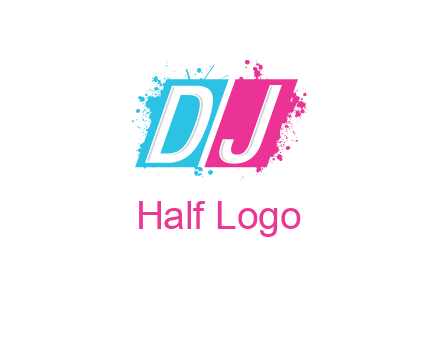 letters dj are in splash Rectangle logo