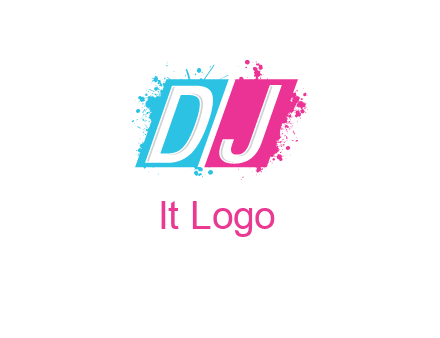 letters dj are in splash Rectangle logo