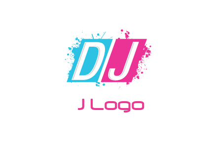 letters dj are in splash Rectangle logo