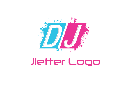 letters dj are in splash Rectangle logo