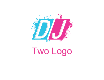 letters dj are in splash Rectangle logo