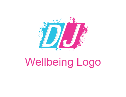 letters dj are in splash Rectangle logo