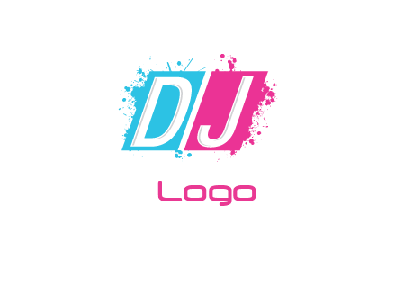 letters dj are in splash Rectangle logo