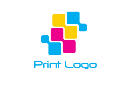 CMYK pixels stack printing logo
