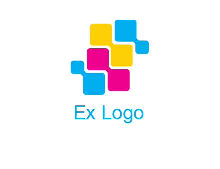 CMYK pixels stack printing logo