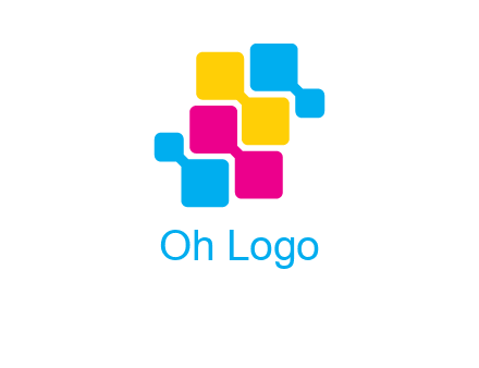 CMYK pixels stack printing logo