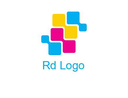 CMYK pixels stack printing logo