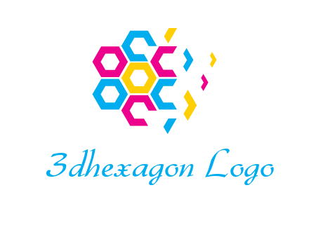 CMYK hexagon in flower shape printing logo