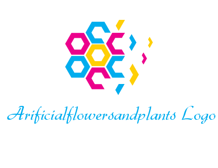 CMYK hexagon in flower shape printing logo