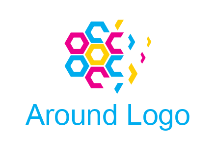 CMYK hexagon in flower shape printing logo
