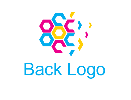CMYK hexagon in flower shape printing logo
