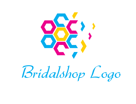 CMYK hexagon in flower shape printing logo