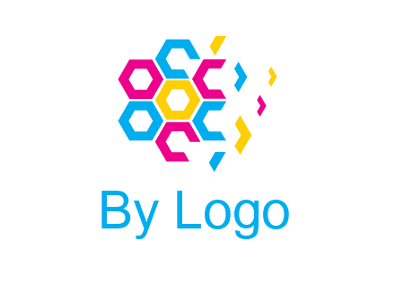 CMYK hexagon in flower shape printing logo