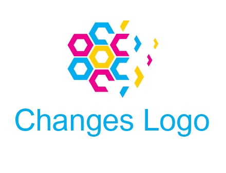 CMYK hexagon in flower shape printing logo