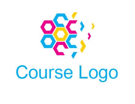 CMYK hexagon in flower shape printing logo
