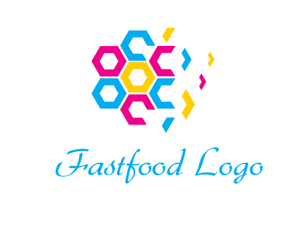 CMYK hexagon in flower shape printing logo