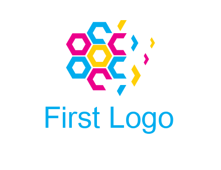 CMYK hexagon in flower shape printing logo