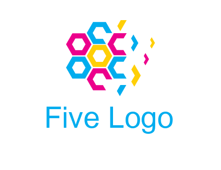 CMYK hexagon in flower shape printing logo