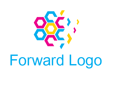 CMYK hexagon in flower shape printing logo