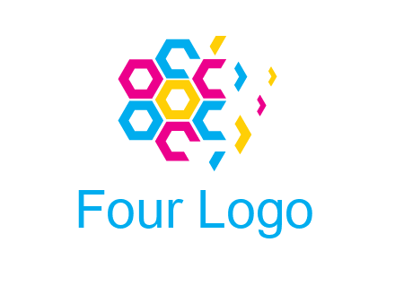 CMYK hexagon in flower shape printing logo
