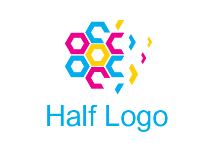 CMYK hexagon in flower shape printing logo