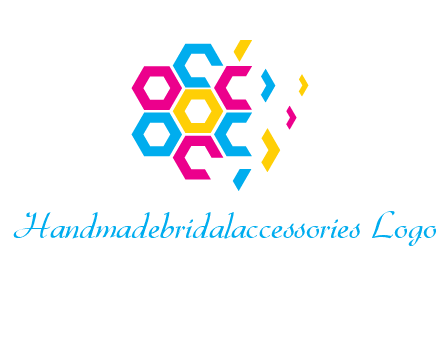 CMYK hexagon in flower shape printing logo