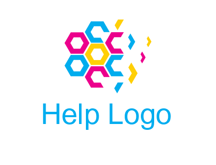 CMYK hexagon in flower shape printing logo