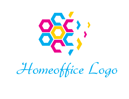 CMYK hexagon in flower shape printing logo