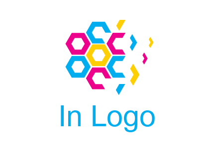 CMYK hexagon in flower shape printing logo