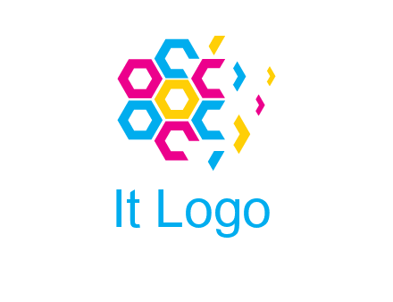 CMYK hexagon in flower shape printing logo