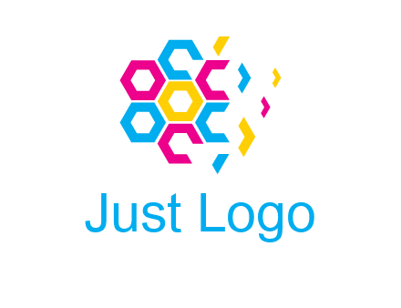 CMYK hexagon in flower shape printing logo