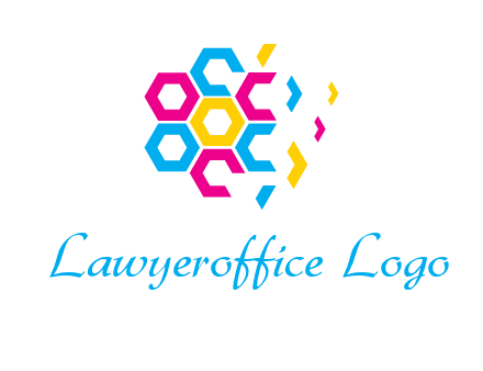 CMYK hexagon in flower shape printing logo