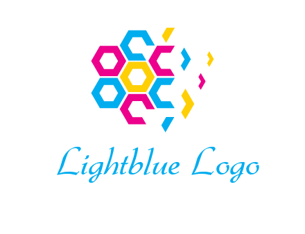 CMYK hexagon in flower shape printing logo