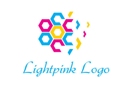 CMYK hexagon in flower shape printing logo