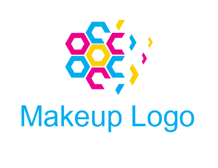 CMYK hexagon in flower shape printing logo