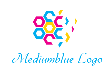 CMYK hexagon in flower shape printing logo
