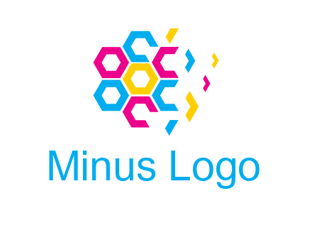 CMYK hexagon in flower shape printing logo
