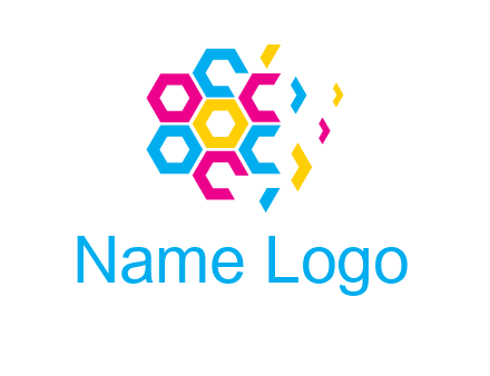 CMYK hexagon in flower shape printing logo