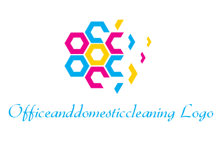 CMYK hexagon in flower shape printing logo