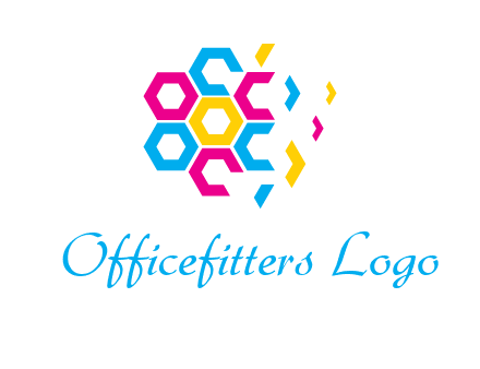 CMYK hexagon in flower shape printing logo