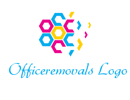 CMYK hexagon in flower shape printing logo