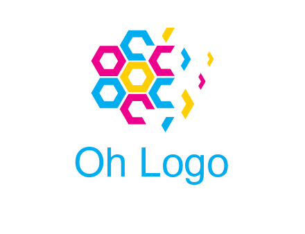 CMYK hexagon in flower shape printing logo
