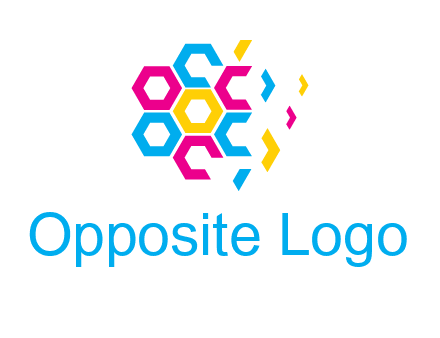 CMYK hexagon in flower shape printing logo