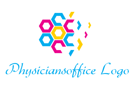 CMYK hexagon in flower shape printing logo